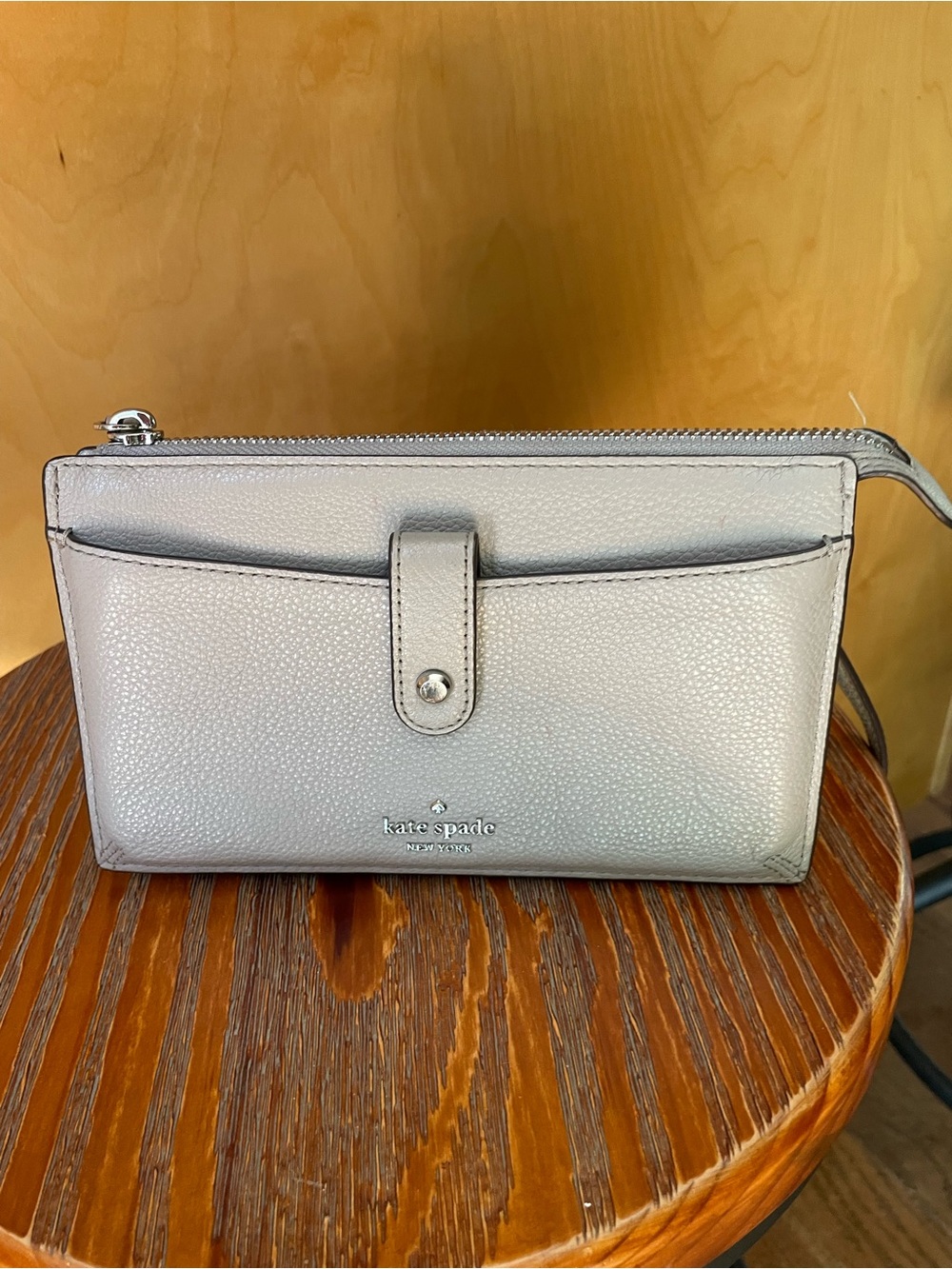 kate spade gray Pebbled Leather purse/wallet